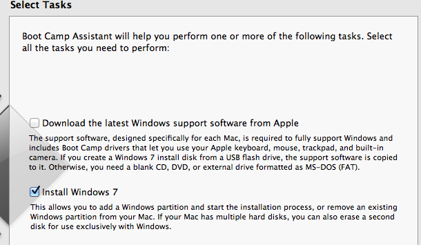 what drive to install windows support software for mac usb or mac